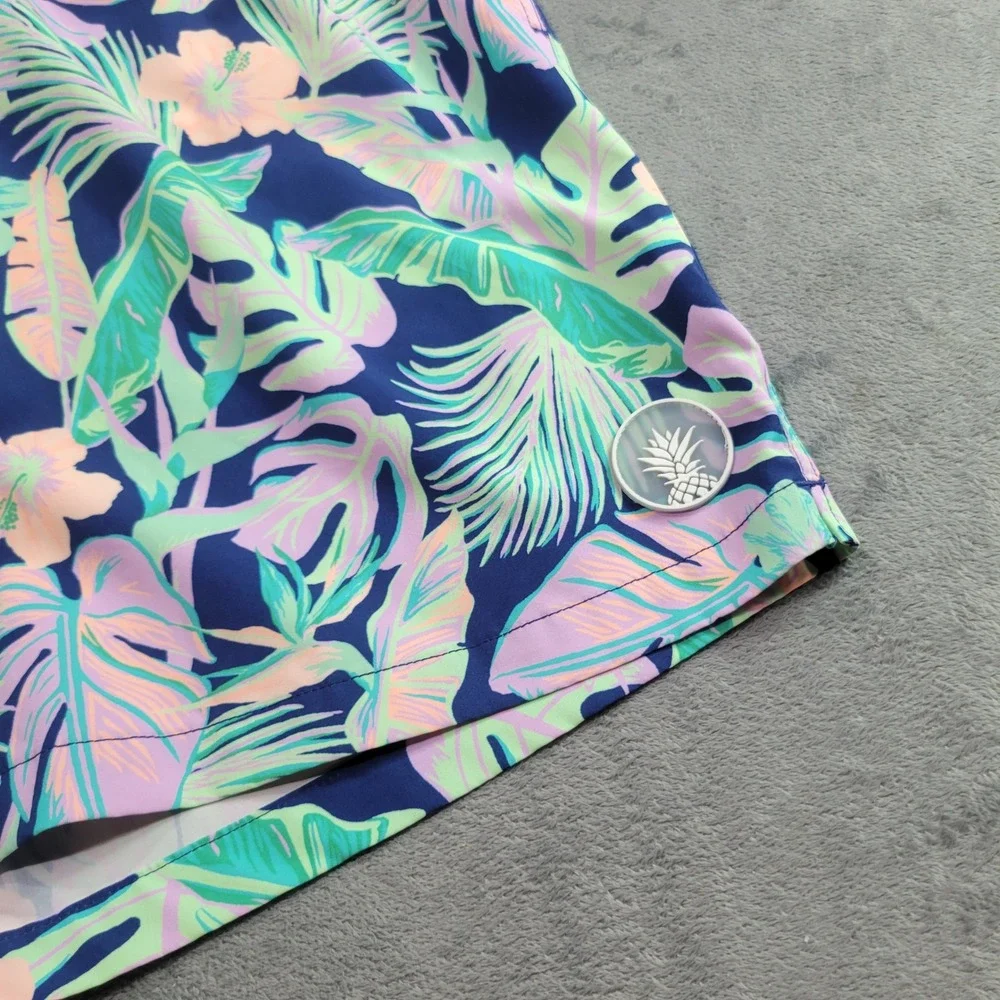 Chubbies Mens Tropical Floral Palm Swim Trunks Navy Mint 5.5 Inseam XL SS24SW022